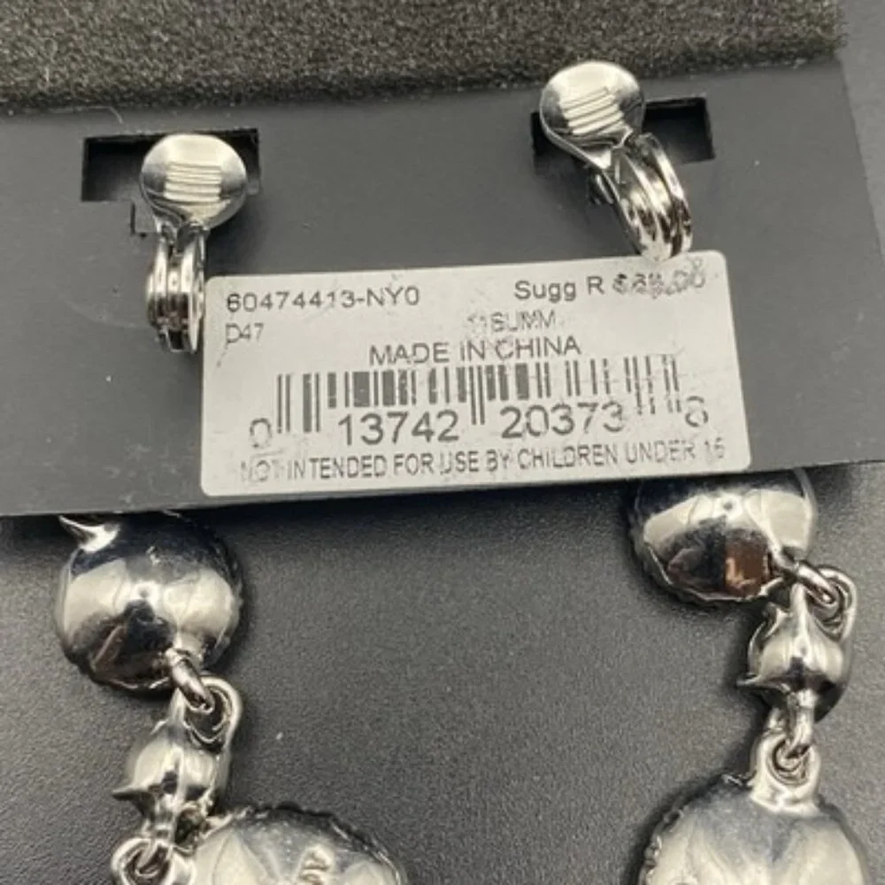 NWT Givenchy Clip Earrings Crystal Halo Set 2.5" Drop Silver Tone Bridal Pageant - Picture 7 of 7